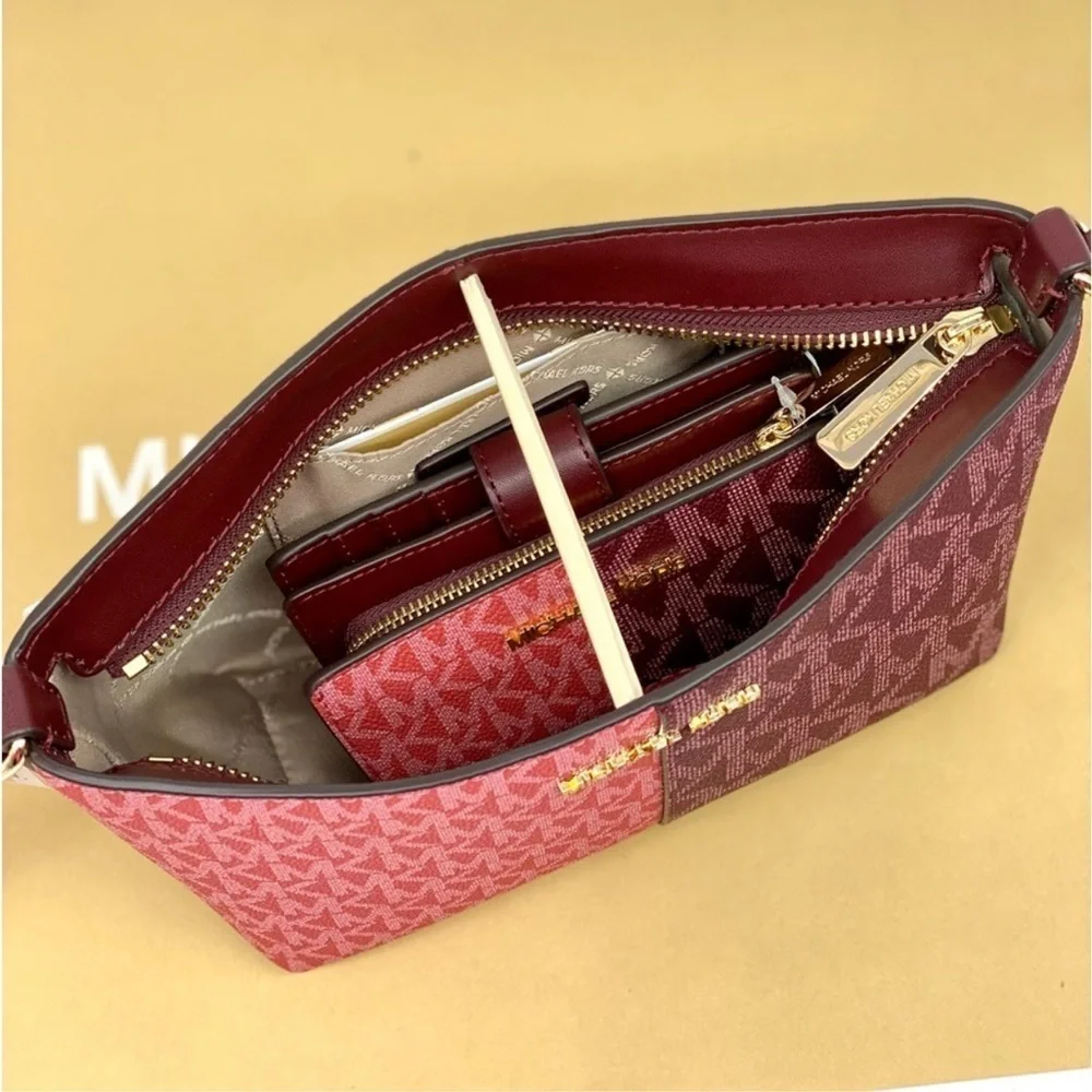 Michael Kors Jet Set Small Two-Tone Logo Crossbody Bag and Wallet Set